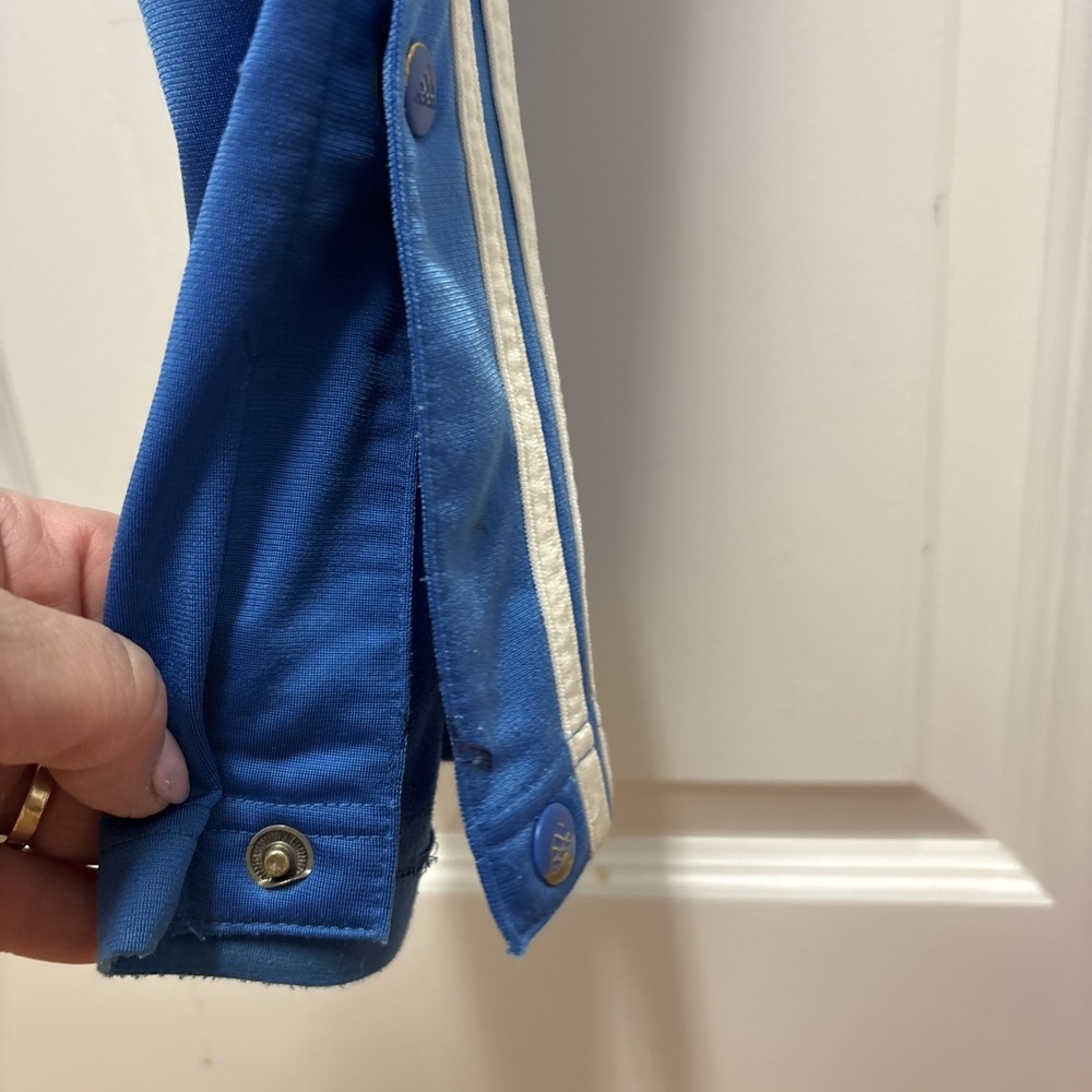 Vintage Vintage Blue Adidas Side-Snap Track Pants With White Three Stripe Design - Picture 6 of 9